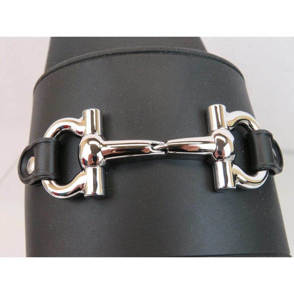 NIB FERRAGAMO GROOVY 11 BLACK RUBBER SILVER GANCINI BIT LOGO SANDALS SLIDES 11 M - Picture 4 of 13